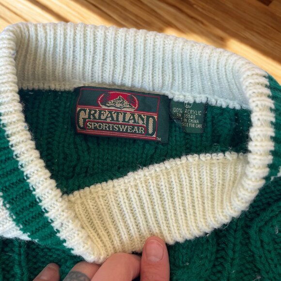 Retro Green Cable Knit Sweater - Picture 4 of 4